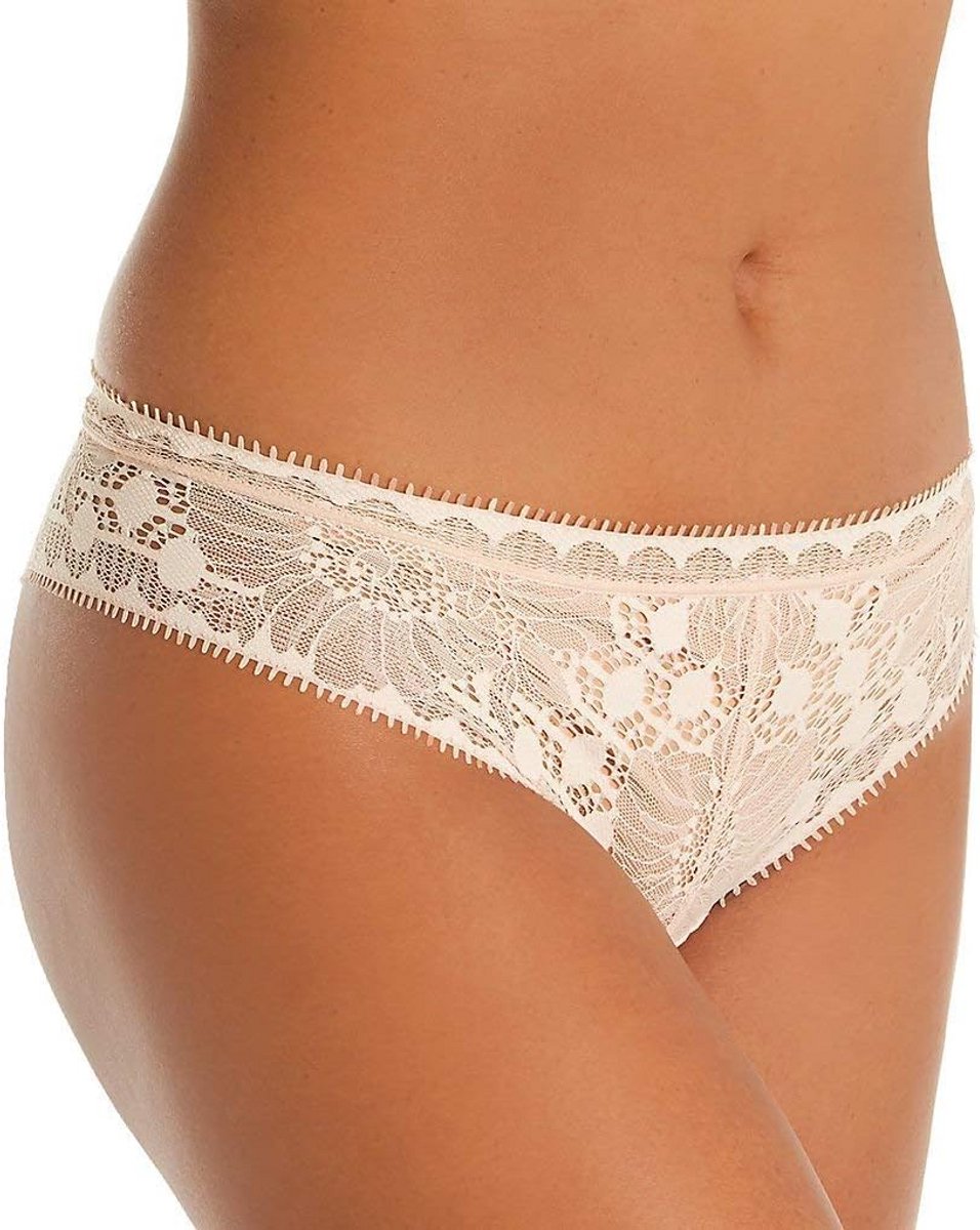 Comfortabele en Elegante Tanga Slip voor Dames in Beige Kant