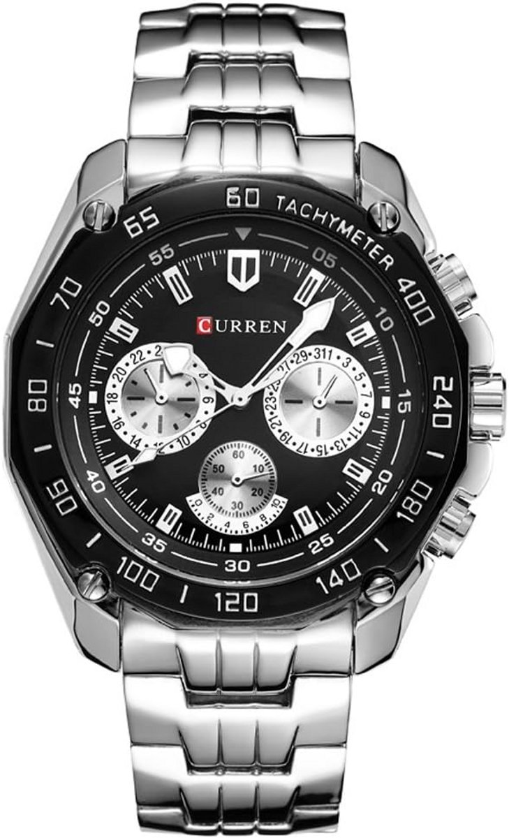 Luxe Herenhorloge RVS Casual Waterdicht Quartz Analoog Zwart