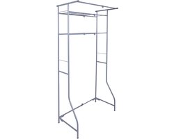 Uittrekbaar Wasmachine Rek bovenbouw Grijs - Metalen Opbergrek 170x60-90cm - Badkamer & Wasruimte Organizer met 2 Planken