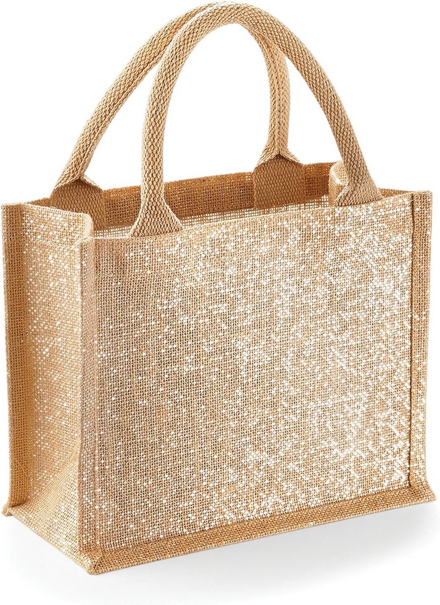 Jute Mini Cadeautas met Handvatten - Natuurlijk Goud