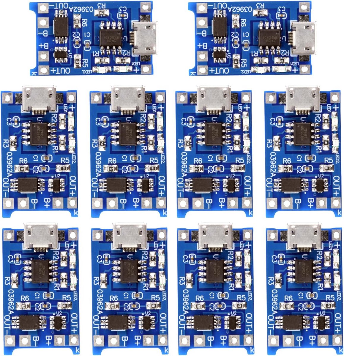 10x Lithium Ion Batterij Oplader Module 5V 1A met 18650 Bescherming