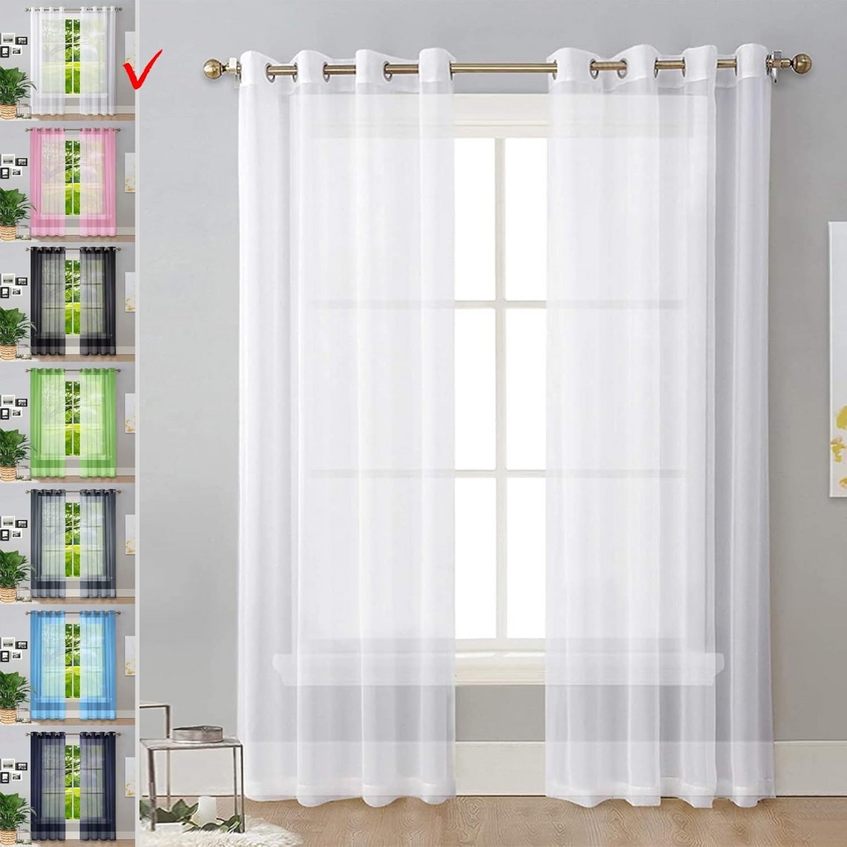 Lichtdoorlatend Thermisch Gordijn met Plooiband Wit 80x50 cm voor Slaapkamer en Woonkamer