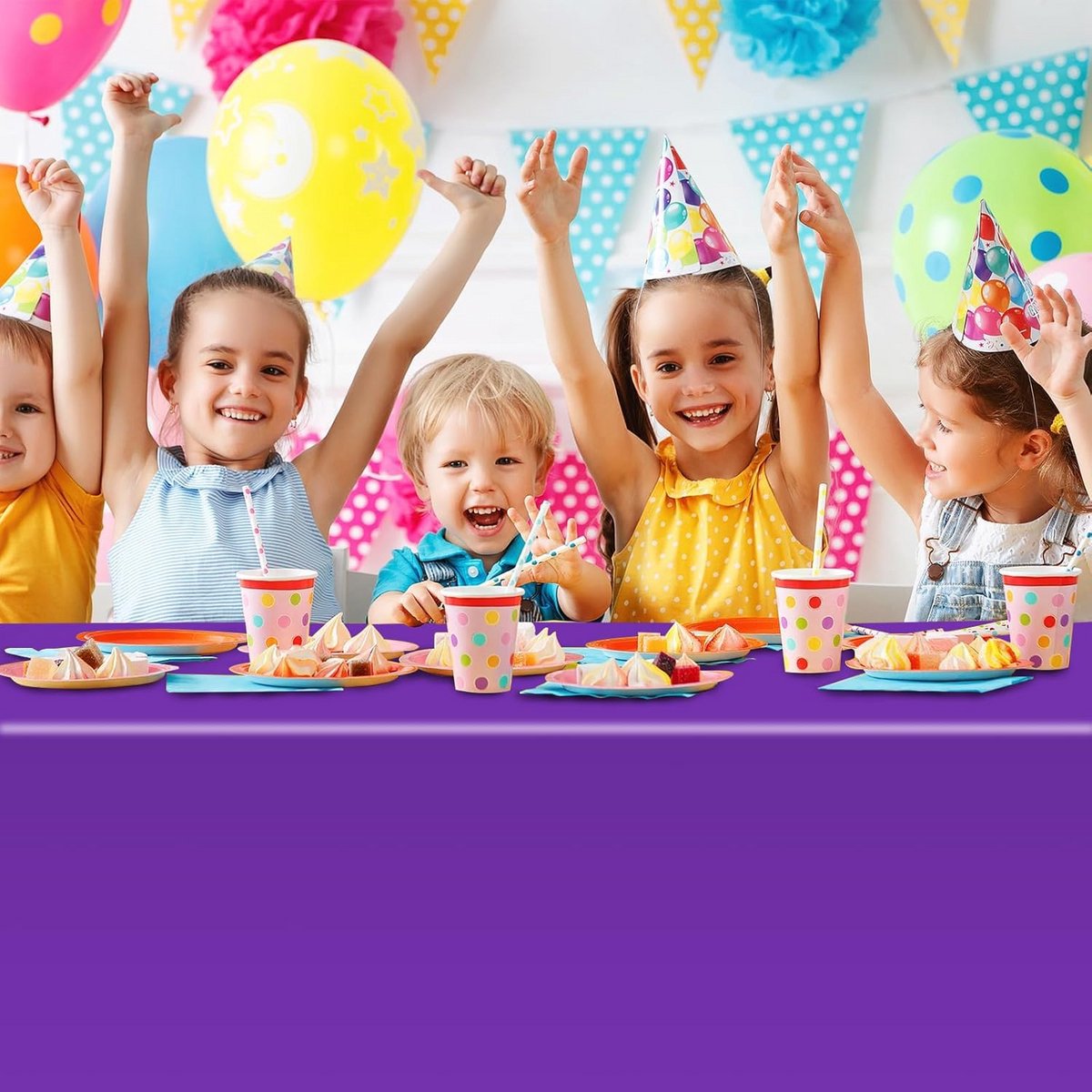 3 Paarse Rechthoekige Tafelkleden voor Feestjes en Evenementen