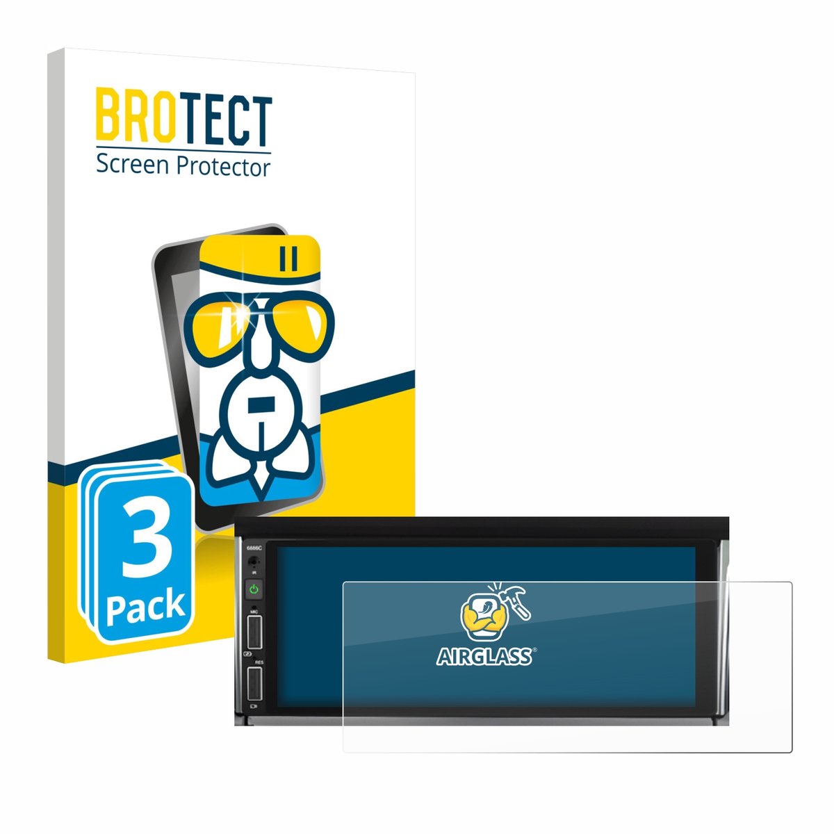 Screenprotector 3 Stuks voor Hikity Carplay 6.86" Beschermglas transparant