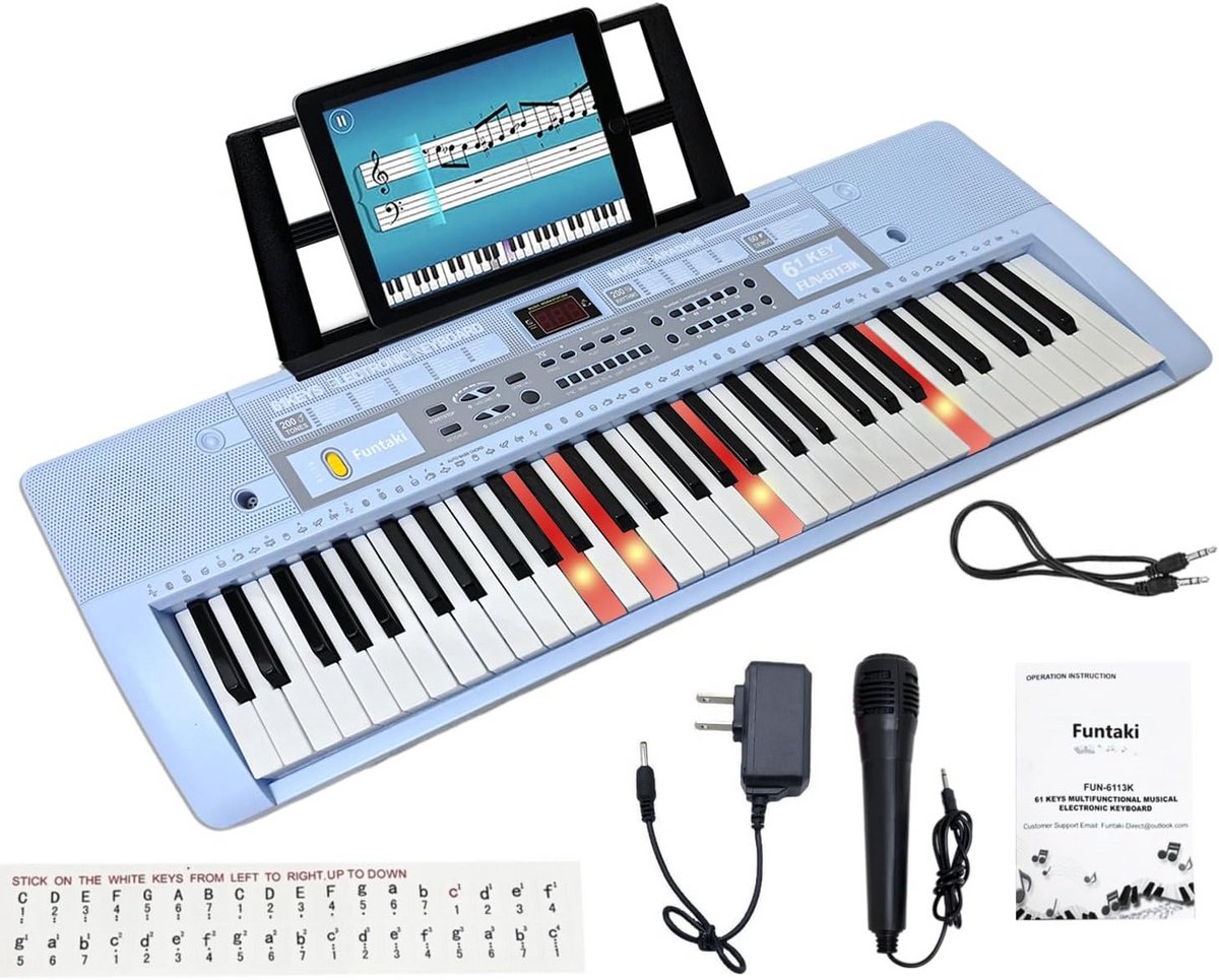 Elektrisch Piano Keyboard met 61 Verlichte Toetsen - Draagbare Digitale Synthesizer voor Beginners en Kinderen