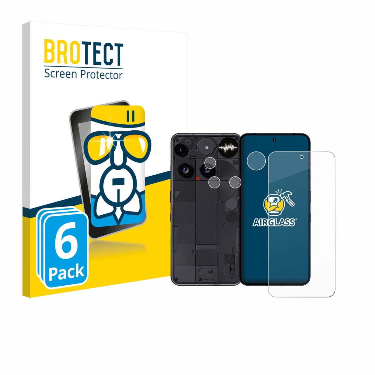 Screenprotector 6 Stuks voor Nothing Phone (3) (Voor+Camera) Beschermglas transparant