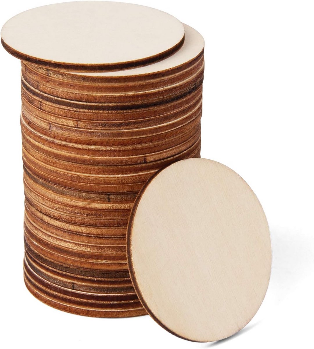 Houten cirkels 5 cm 120 stuks - Ronde schijfjes voor knutselen en decoratie