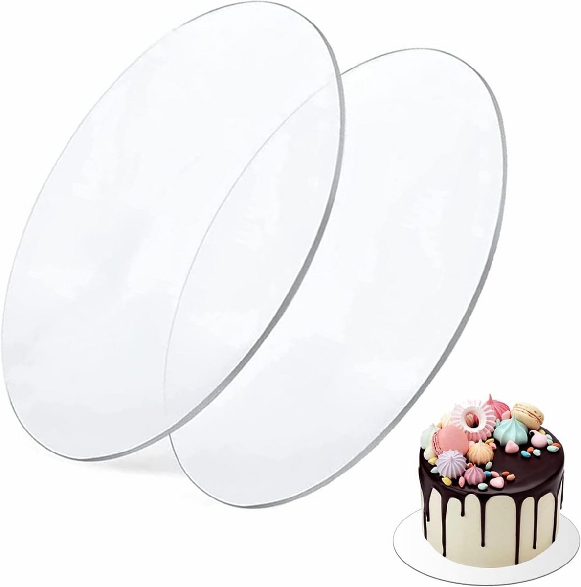 Ronde taart van acryl, 12 cm, transparant, herbruikbaar