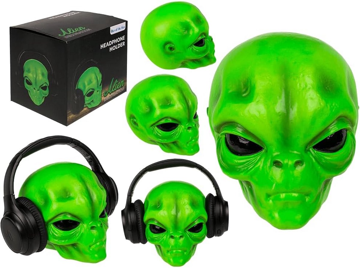 Alien Hoofdtelefoonhouder - Polyhars - 16 x 18 x 18 cm - Geschenkverpakking