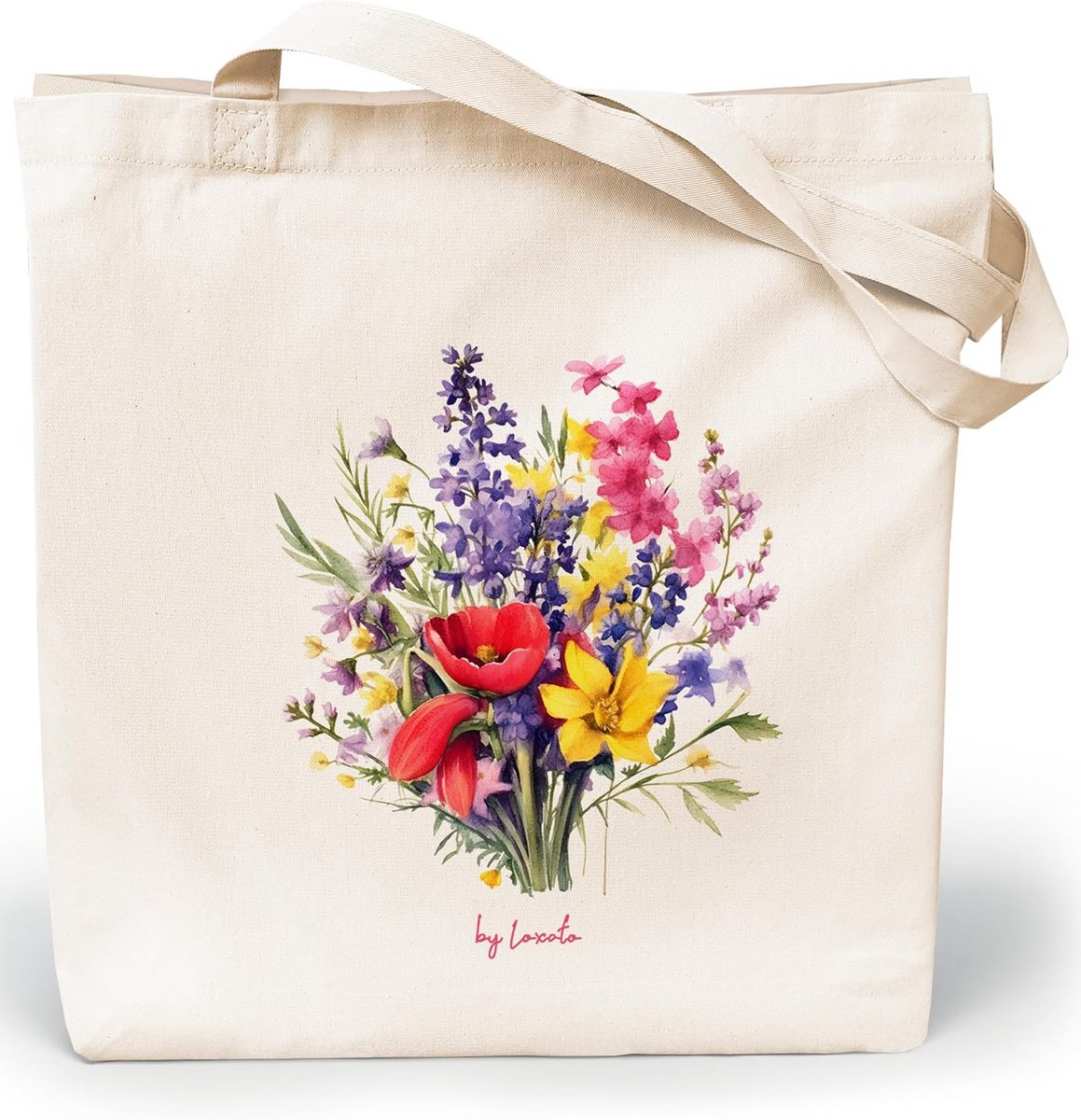 Ruime canvas tas 35x42 cm - Stevige katoenen tote bag met extra brede handvaten