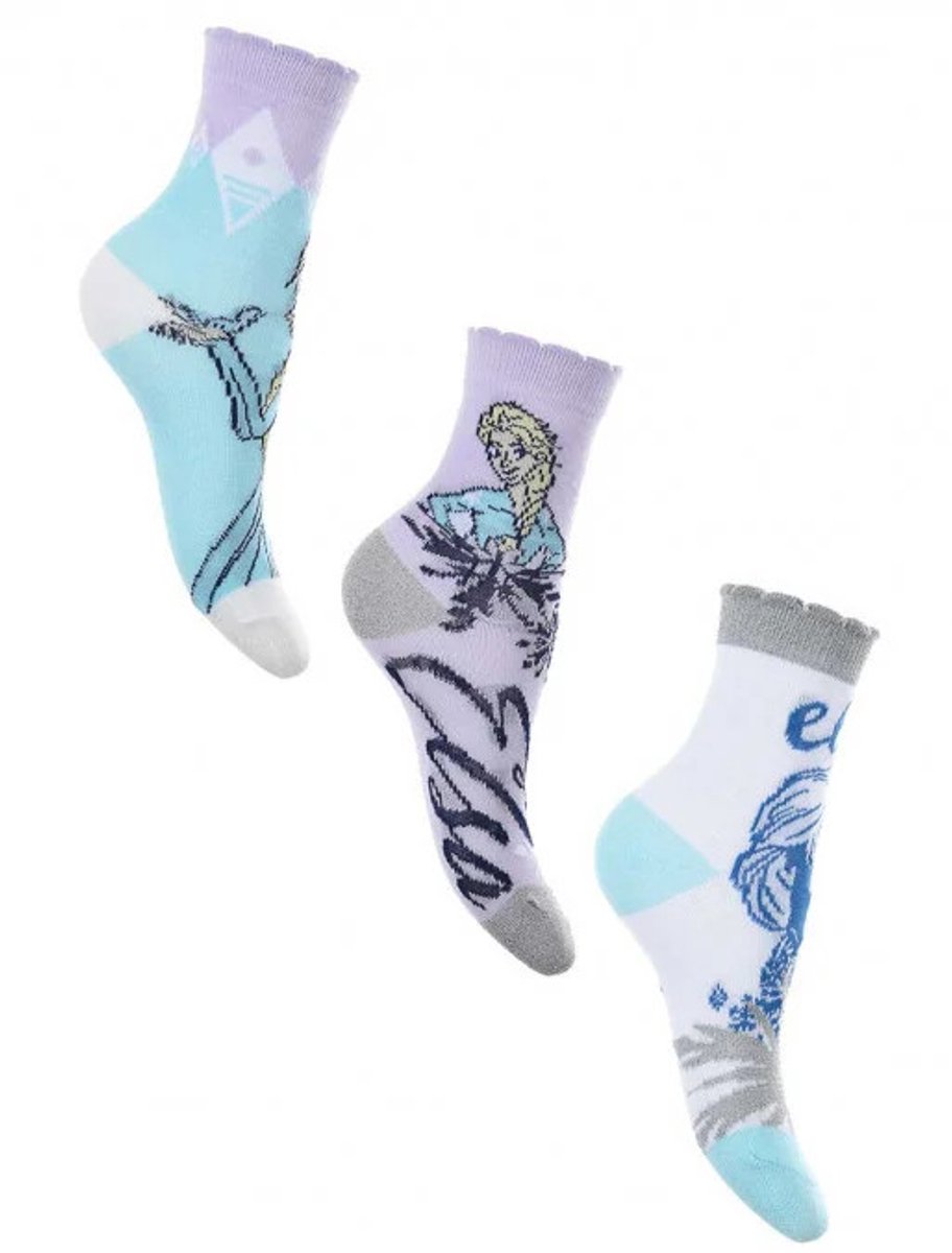 Disney Frozen Sokken - Maat 31-34 - Kindersokken - Sokjes - 3 paar - Voor kinderen - Frozen uitvoering