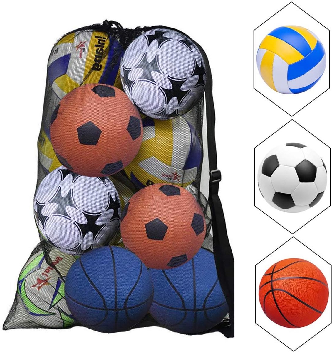 Grote Ballentas met Trekkoord en Schouderriem - Sporttas voor Voetballen, Basketbal en Meer (100x72 cm)