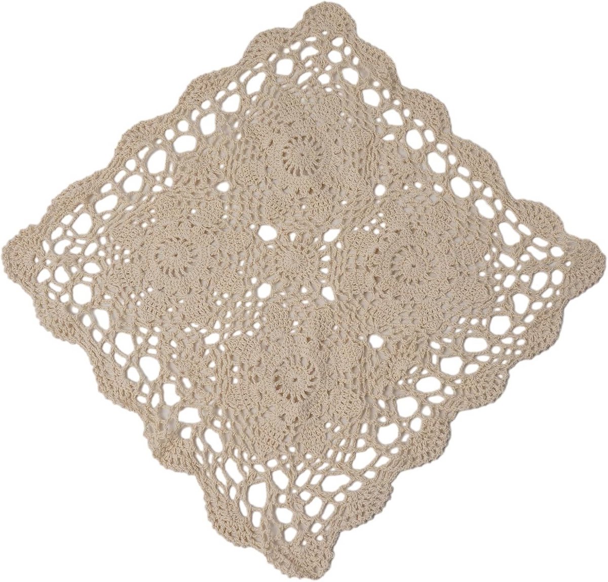Vintage vierkant katoenen kant tafelkleed 40x40 cm beige