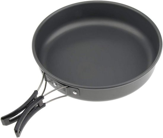 Aluminium Koekenpan 22cm Camping Antiaanbaklaag Opvouwbare Handgreep Inductie Geschikt — afbeelding 5