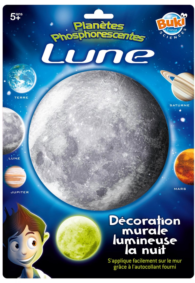 Buki sticker maan - Glow in the dark muurdecoratie voor kinderen.