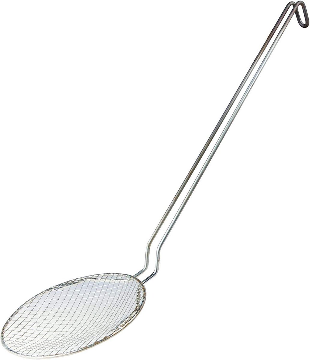Schuimlepel van roestvrij staal 20 cm met draadgaas