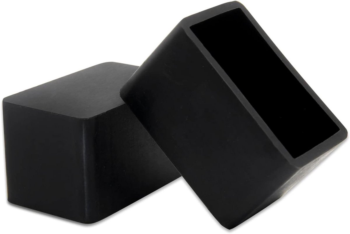 8x Zwarte Antislip Siliconen Stoelpoot Doppen + Vloerbeschermers Rechthoekig