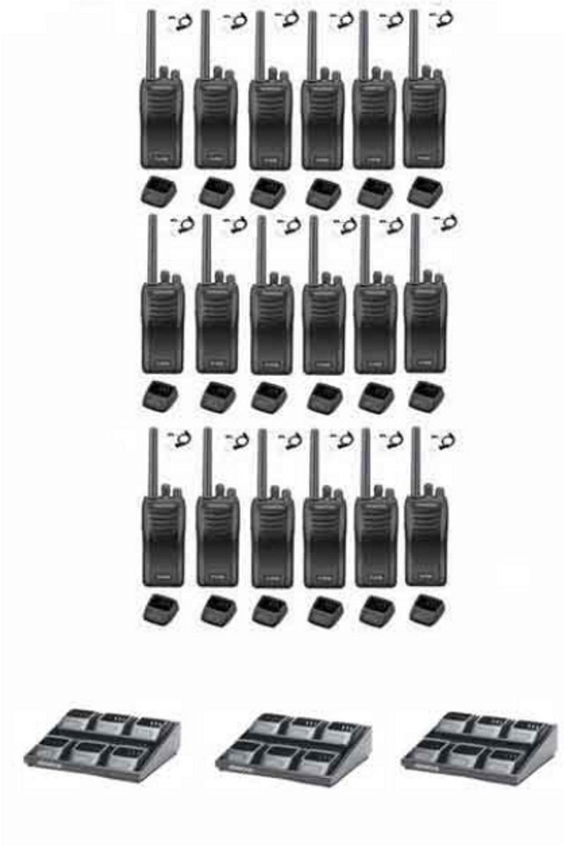 Set van 18 stuks Kenwood TK-3501 PMR446 met beveiliging oortje en 3 multiladers