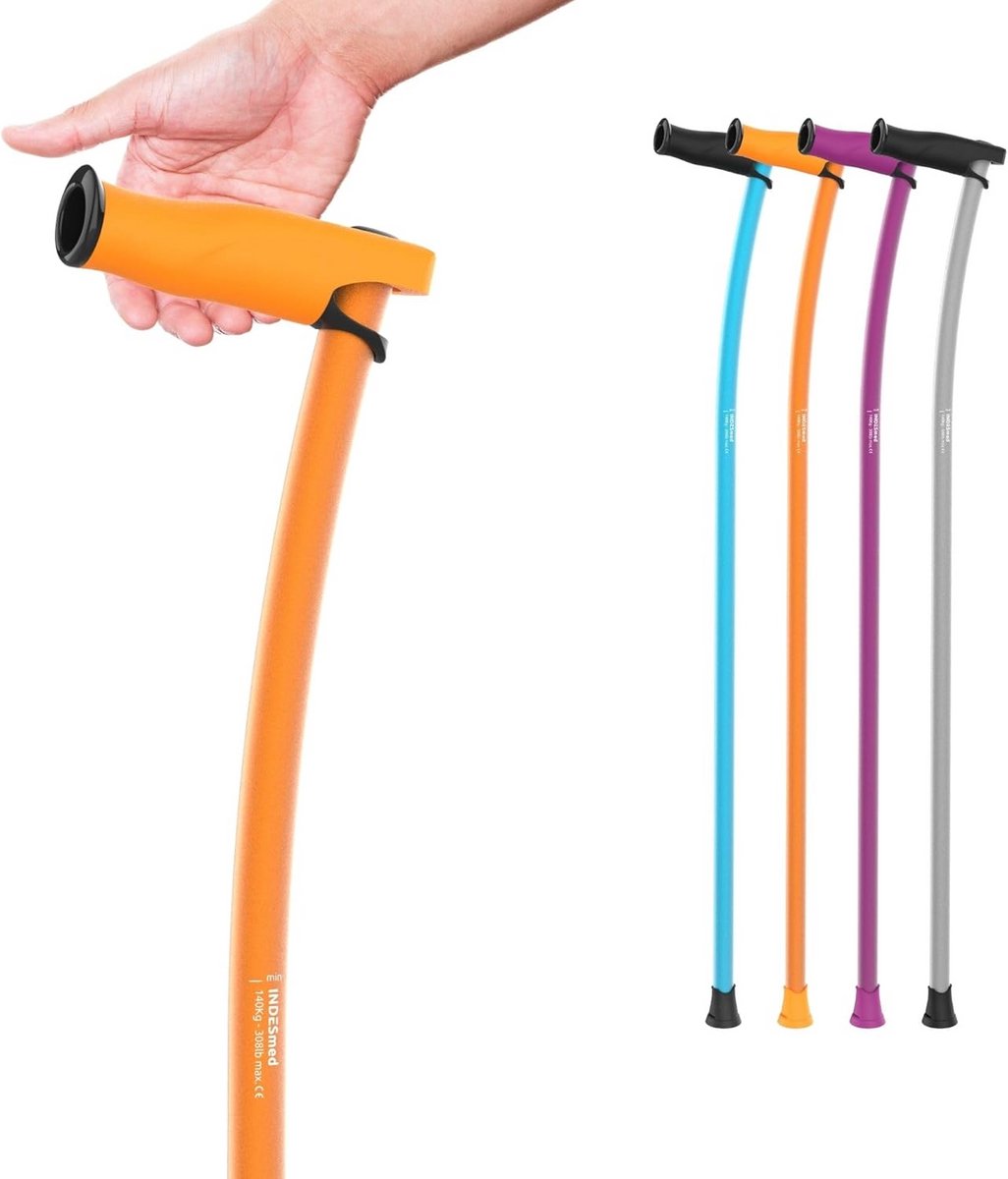 Lichtgewicht Wandelstok Aluminium - Verstelbaar & Ergonomisch - Modern Ontwerp voor Heren en Dames (Oranje, Maat M)