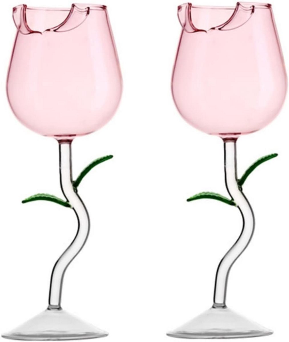 Set van 2 Bloemvormige Wijnglazen voor Cocktails en Diner
