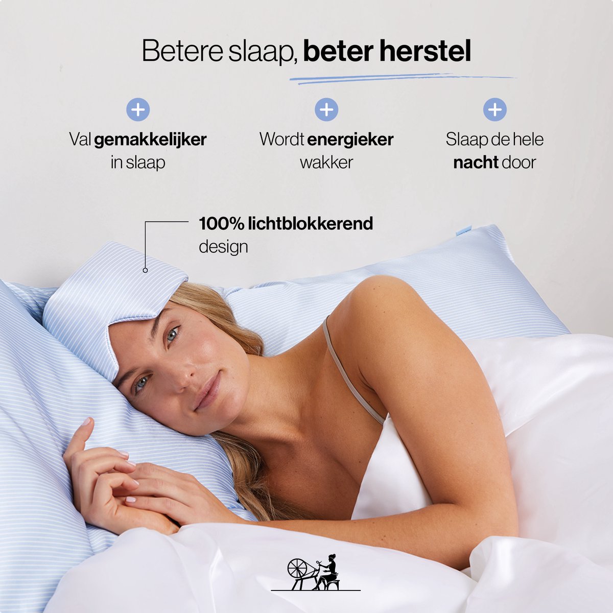 Dore & Rose - Slaapmasker - Oogmasker - Zijden Slaapmasker Voor Mannen en Vrouwen - Deep Sleep Mask - Eye Mask - Verduisterend - Wallen - Gestreept blauw — afbeelding 2