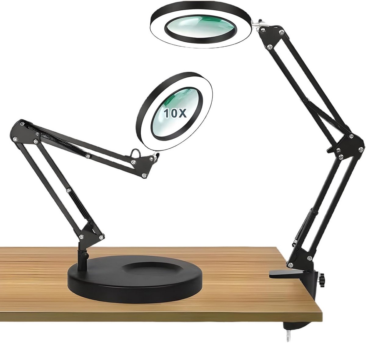 10x Vergrootglas met Led Licht en Klem - Verstelbare Bureaulamp 2-in-1