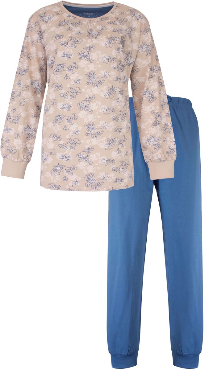 Tenderness Dames Pyjama - Lange Mouwen - Top met Allover Print - Beige