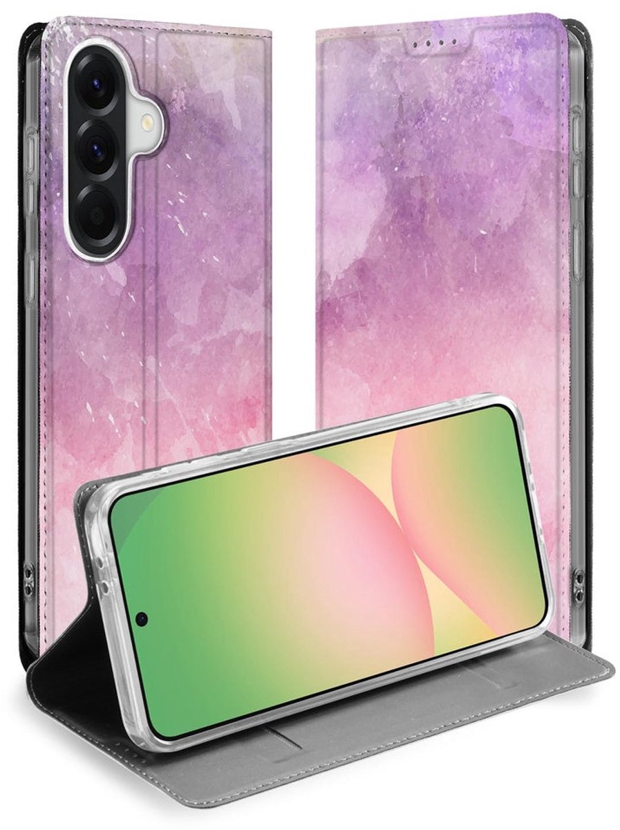 Book Wallet Case Samsung Galaxy A57 Pink Purple Paint