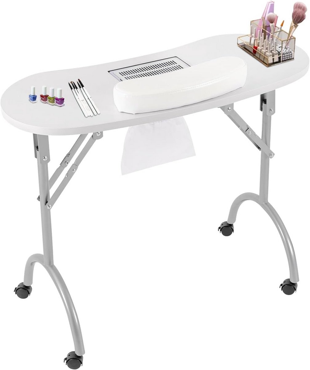 Professionele Opvouwbare Manicuretafel met Ventilator en Wielen