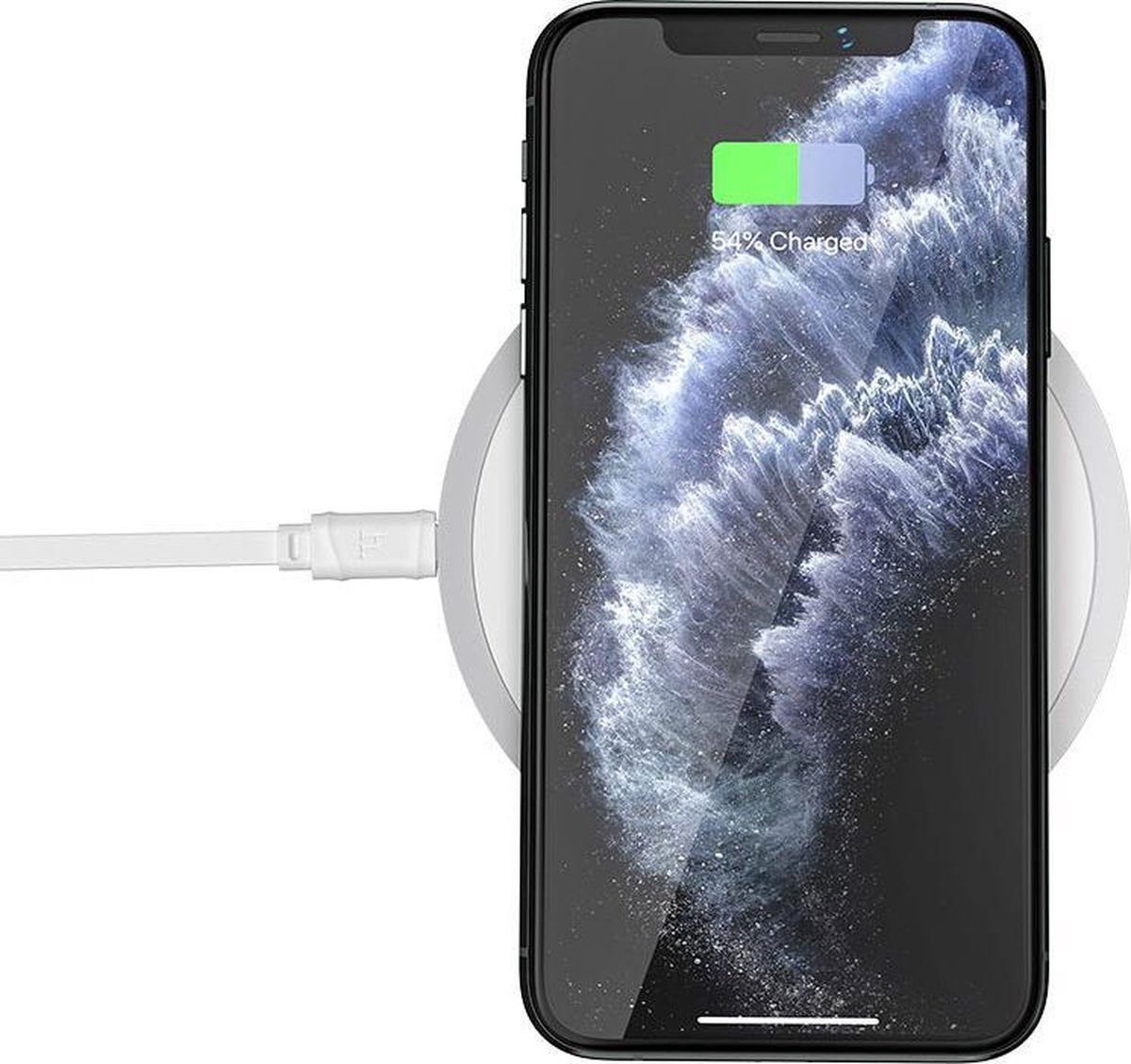 Wireless Fast Charger - Draadloze Oplader voor iPhone/Samsung - 15W - Snellader - Wit