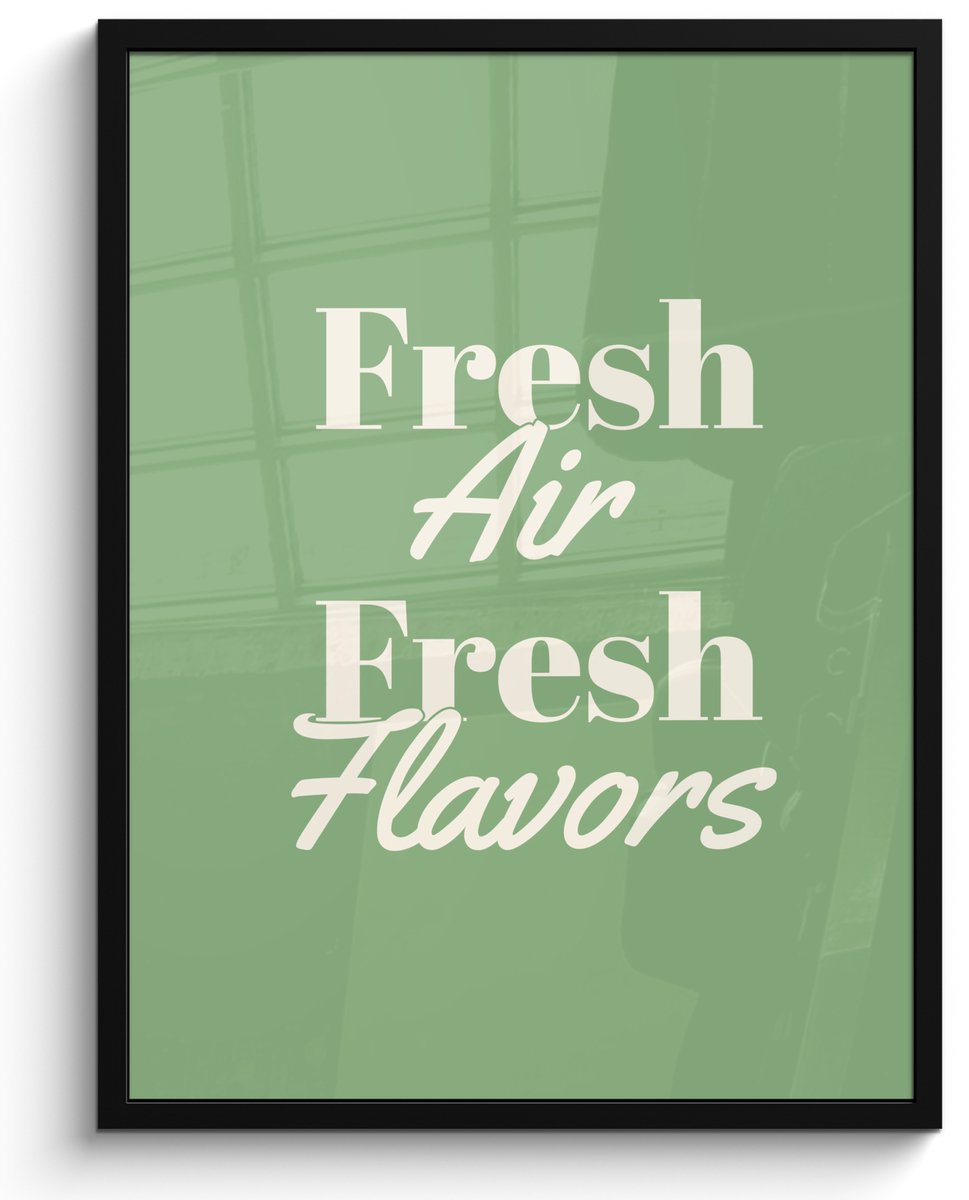 FrameYourWall Poster in lijst - Fotolijst 50x70 cm - Posters - Tekst - Groen - Sierlijk - Letters - Posterlijst zwart - Decoratie - Wanddecoratie woonkamer - Muurdecoratie slaapkamer