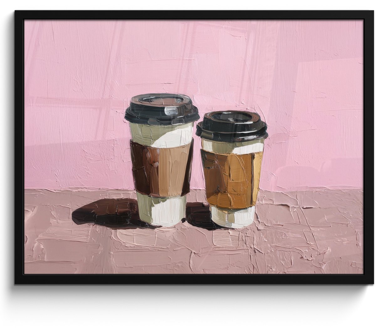 FrameYourWall Poster in lijst - Fotolijst 70x50 cm - Posters - Koffiebekers - Deksel - Verf - Textuur - Posterlijst zwart - Decoratie - Wanddecoratie woonkamer - Muurdecoratie slaapkamer