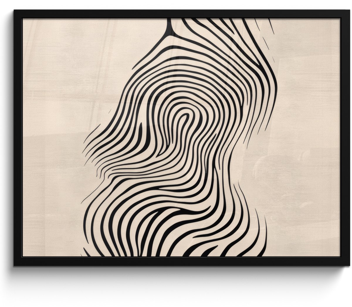 FrameYourWall Poster in lijst - Fotolijst 70x50 cm - Posters - Lijnen - Abstract - Golvend - Zwart - Posterlijst zwart - Decoratie - Wanddecoratie woonkamer - Muurdecoratie slaapkamer
