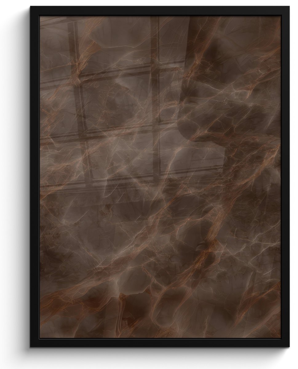 FrameYourWall Poster in lijst - Fotolijst 50x70 cm - Posters - Bruin marmer - Organisch - Natuursteen - Posterlijst zwart - Decoratie - Wanddecoratie woonkamer - Muurdecoratie slaapkamer