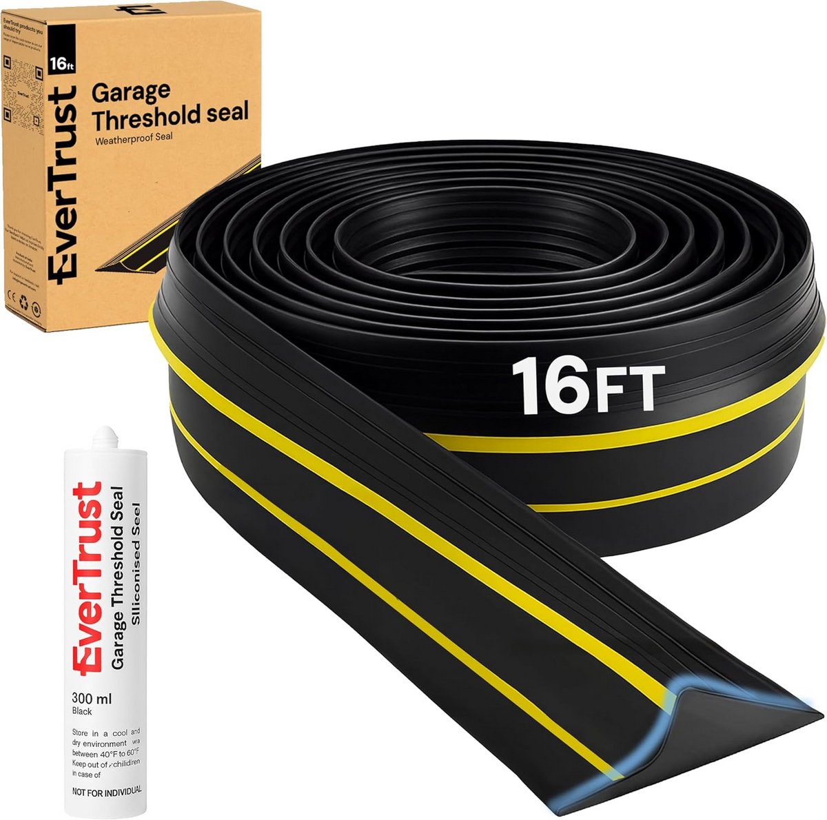 Waterdichte Garagedeur Afdichtingstrip 16M - Weerbestendig EPDM Rubber met Montagekit