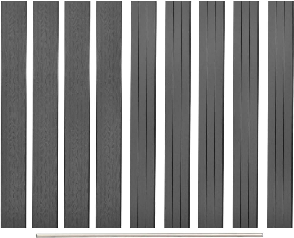 9x Universele Stevige Schuttingplanken 170 cm Grijs als Vervanging