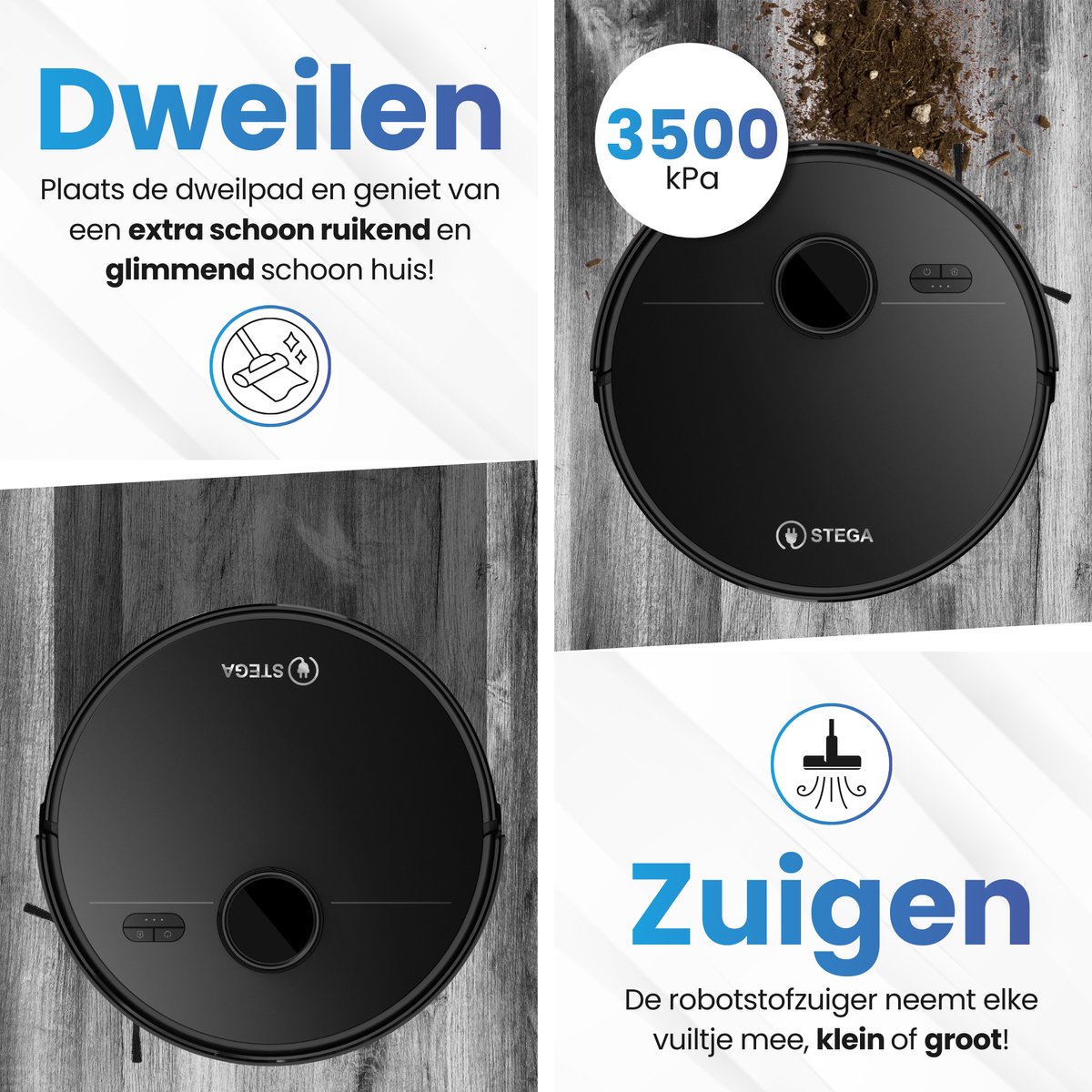 STEGA RoboCleaner Max Robotstofzuiger met Leegstation - afbeelding 2