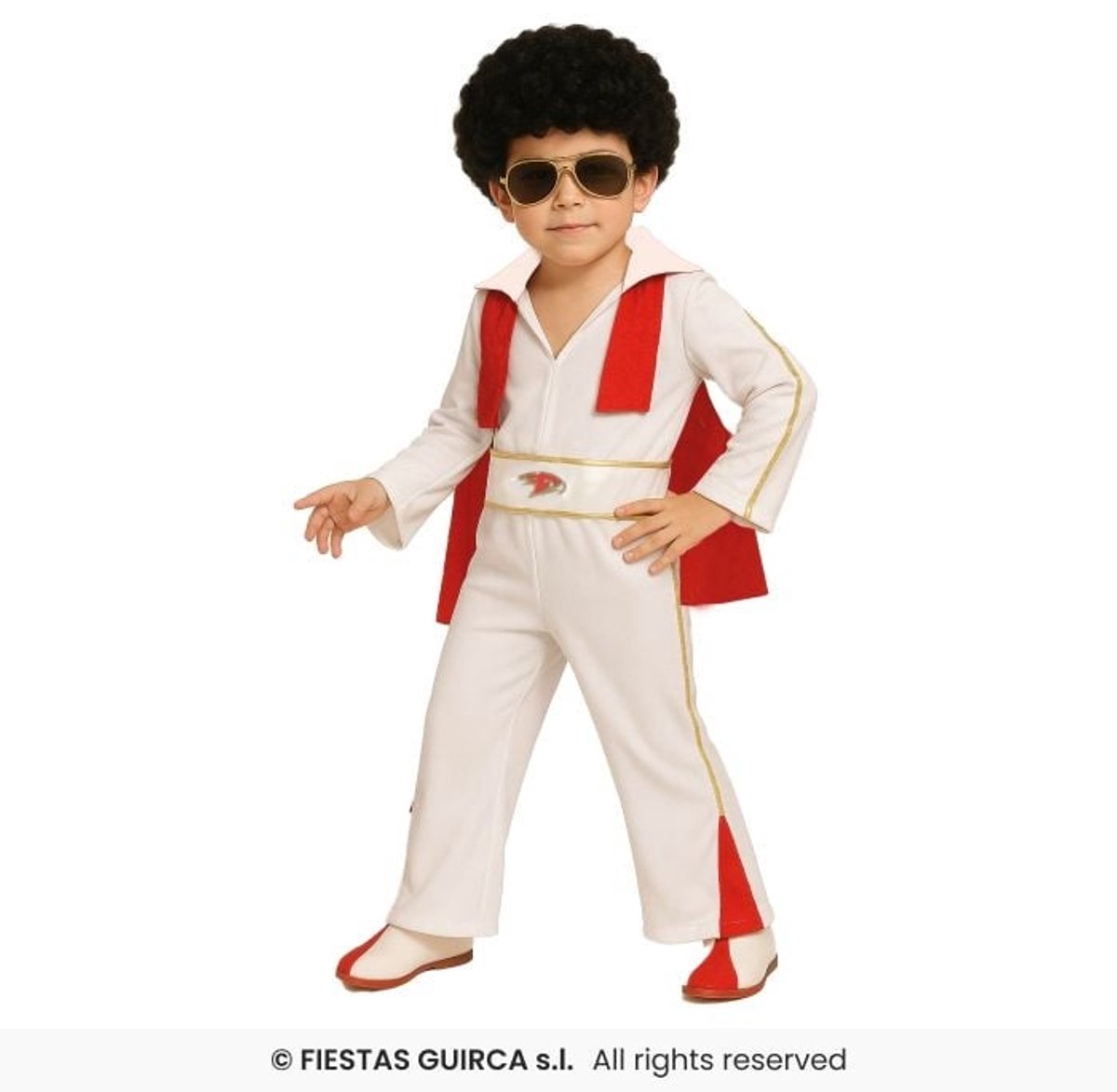 Elvis King Of Rock Kostuum Kind Wit/Rood - 5-6 jaar / 105-115cm