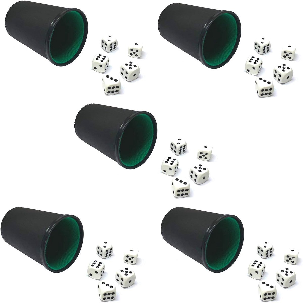 Dobbelstenen Set - Spelaccessoires - Bordspellen Avond - Stijlvol Chicago Thema - 5 Dobbelstenen - Zwart
