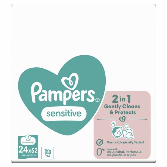 Pampers Sensitive Babydoekjes - 24 Verpakkingen a 52 Doekjes = 1248 Billendoekjes