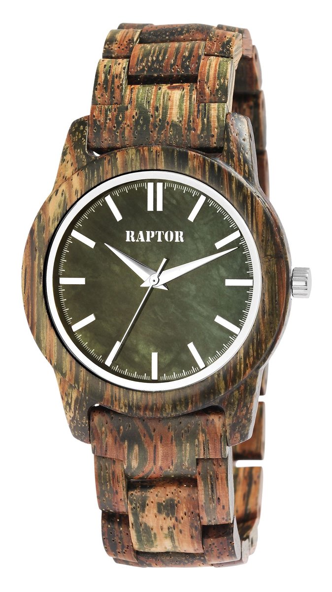 Raptor Heren houten horloge Elementary Raptor Herenhorloge "Elementary" van hout