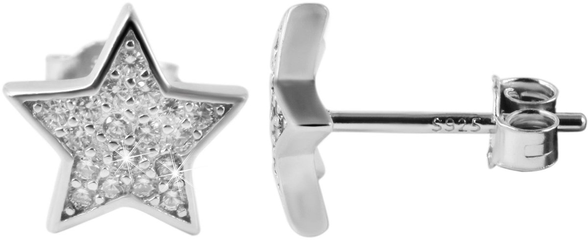 AKZENT Accent dames oorbel Stacie 925/- echt zilver, rhodium-plated, ster, kleurrijk, modieus