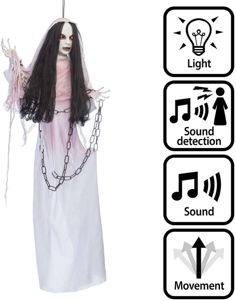 Boland - Decoratie Screaming Elvira - Horror - Decoratie - Halloween - Spookhuis - Weduwe - Interactief - Geluid - Beweging - Licht