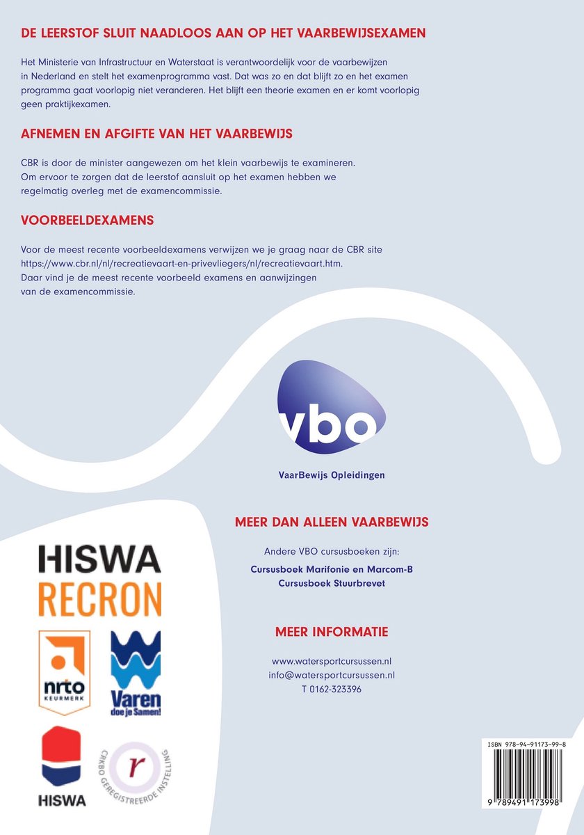 VBO vaarbewijs opleidingen HISWA RECRON. Waterseportcursussen.nl