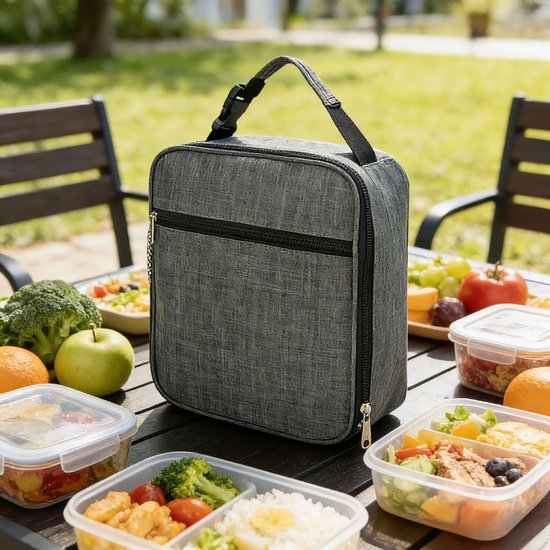 Heren Lunchtas - Herbruikbare Thermo Maaltijdtas - Compact & Geïsoleerd - Voor Werk of School - Unisex - Marineblauw — afbeelding 4