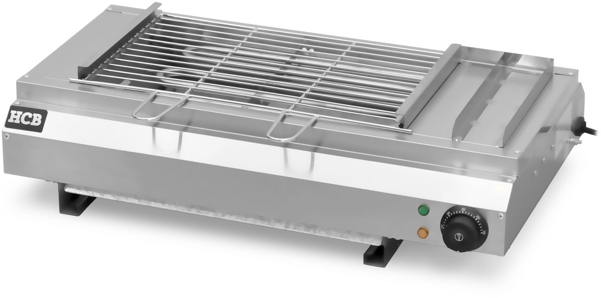 HCB® - Elektrische RVS / INOX Barbecuegrill - 65 cm breed - 230V bbq - Horeca barbecue grill plaat - 4 kg - 2978