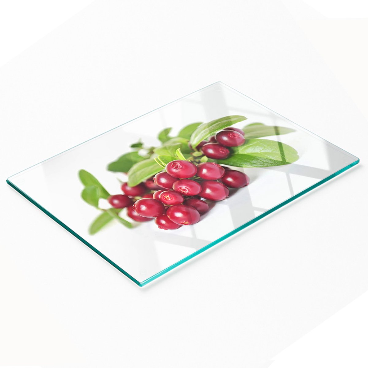 Decoratieve glazen snijplank met cranberrymotief, 80x52 cm