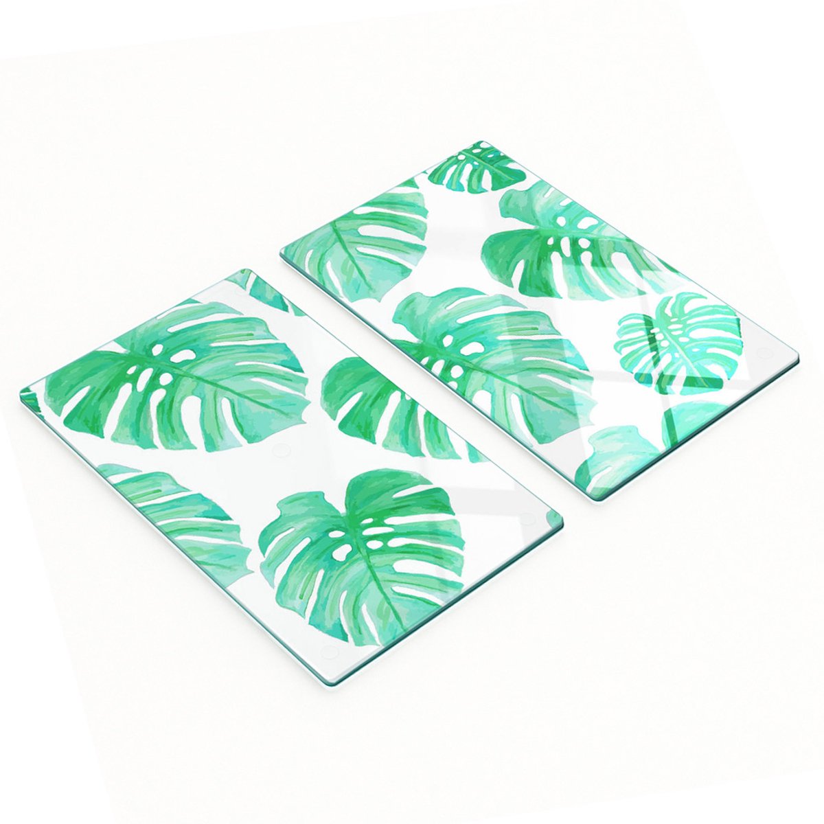 Multifunctionele decoratieve glazen snijplanken voor de keuken, Monstera, 2x30x52 cm