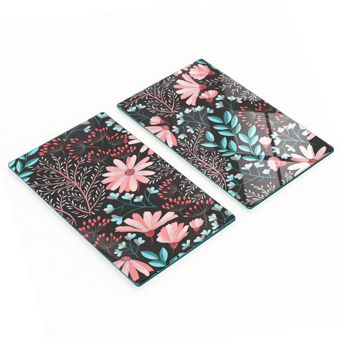 Decoratieve snijplanken van gehard glas met lentebloemenmotief, 2x30x52 cm