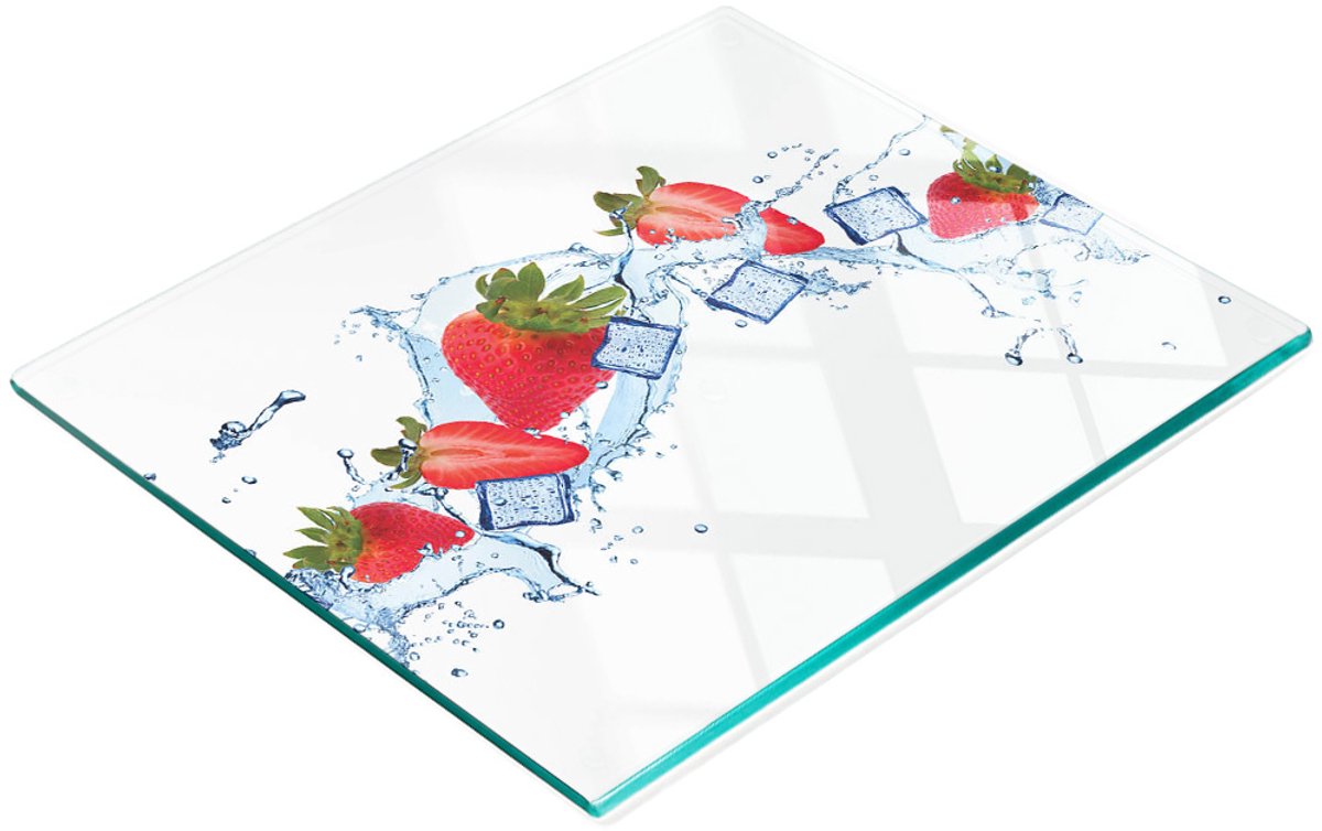 Decoratieve snijplank van gehard glas voor aardbeien, 60x52 cm